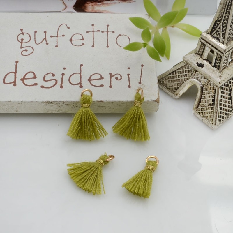Mini nappine in cotone con anellina oro 10-12 mm 4pz vari colori Gioie d'Oriente