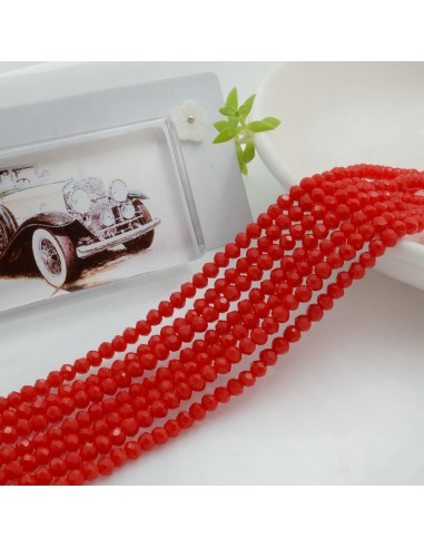 Filo di Mezzi Cristalli Rosso Acceso Rondelle 2x3mm Sfaccettati Briolette 200pz GDO | Gioie d'Oriente