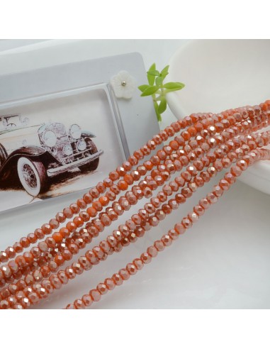 Filo di Mezzi Cristalli Arancione Chiaro AB Rondelle 2x3mm Sfaccettati Briolette 200pz GDO | Gioie d'Oriente
