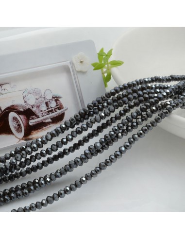 Filo di Mezzi Cristalli Marrone Ematite Rondelle 2x3mm Sfaccettati Briolette 200pz GDO | Gioie d'Oriente