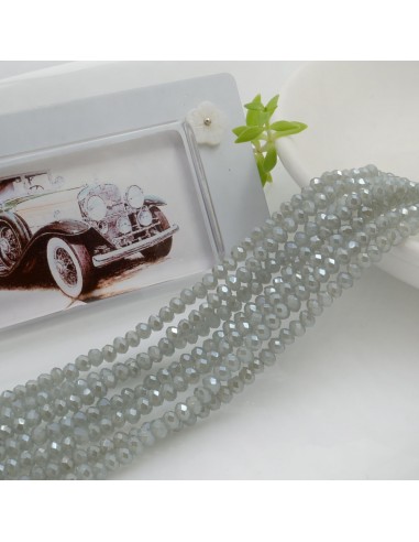 Filo di Mezzi Cristalli Grigio AB Rondelle 2x3mm Sfaccettati Briolette 200pz GDO | Gioie d'Oriente