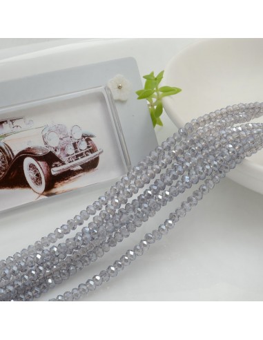 Filo di Mezzi Cristalli Lilla Chiaro AB Rondelle 2x3mm Sfaccettati Briolette 200pz GDO | Gioie d'Oriente