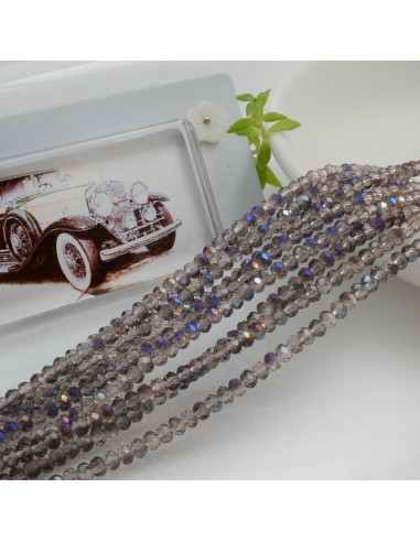 Filo di Mezzi Cristalli Fumé Viola AB Rondelle 2x3mm Sfaccettati Briolette 200pz GDO | Gioie d'Oriente