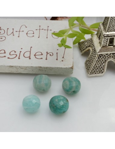 Pietre dure amazzonite tonda mezza bombata sfaccettata con foro passante 8 mm 1 pz per le tue creazioni!!!