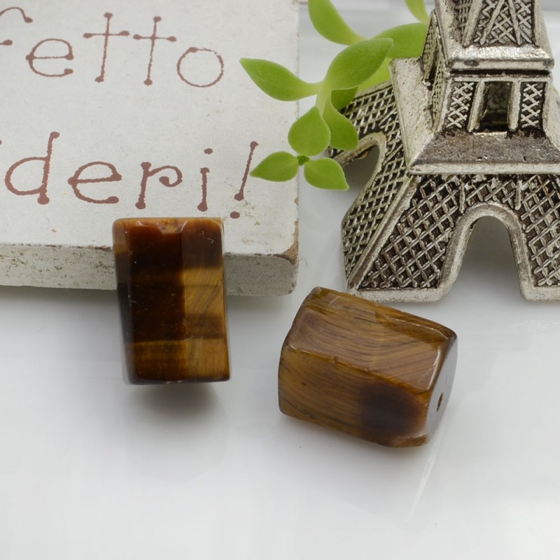 Pietre dure occhio di tigre a forma di cilindro con foro passante 12 x 8 mm 1 pz per le tue creazioni!!
