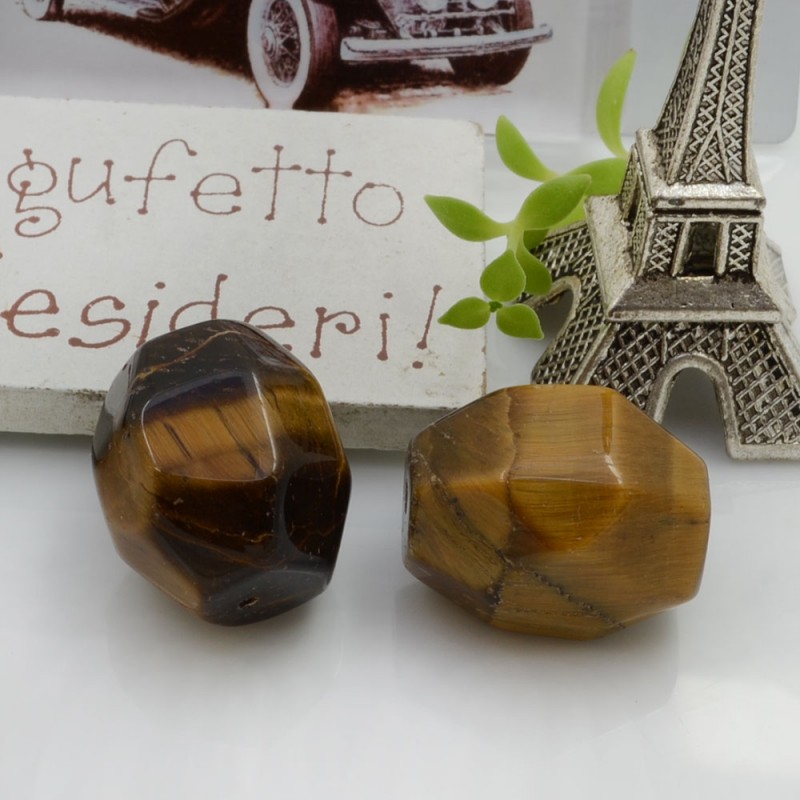 Pietre dure occhio di tigre forma irregolare con foro passante 20 x 15 mm 1 pz per le tue creazioni!!
