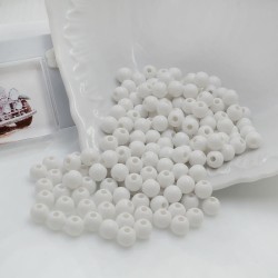 Perline tonde di plastica bianca 6 mm con foro 1.5 mm 600 pz | Gioie d'Oriente