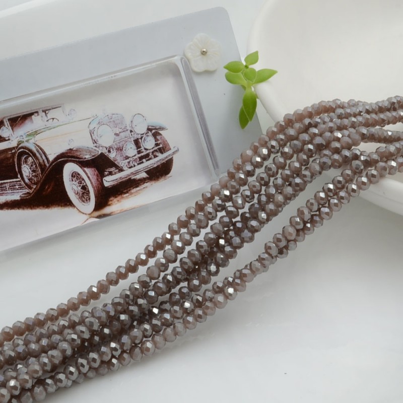 Filo di Mezzi Cristalli Cammello Chiaro AB Rondelle 2x3mm Sfaccettati Briolette 200pz GDO | Gioie d'Oriente