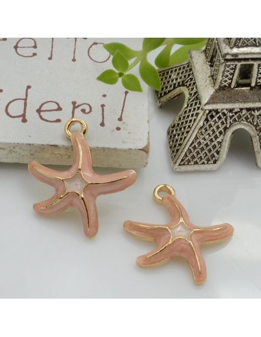 Ciondolo Charms Stella Marina smaltata 19 x 17.5 mm 2 pz base oro in ottone per le tue creazioni!!
