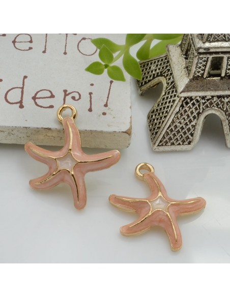 Ciondolo Charms Stella Marina smaltata 19 x 17.5 mm 2 pz base oro in ottone per le tue creazioni!!
