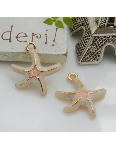 Ciondolo Charms Stella Marina smaltata 19 x 17.5 mm 2 pz base oro in ottone per le tue creazioni!!