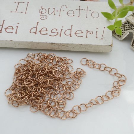 Anellini aperti in acciaio, finitura oro rosa scuro, misure 3-10mm, marchio Gioie d'Oriente
