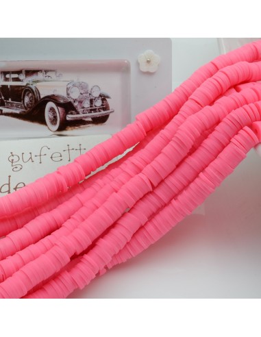 fili Rondelle Pasta Polimerica col rosa fuscia 1 x 6 mm 39/40 cm Polimero Perline Heishi per le tue creazione