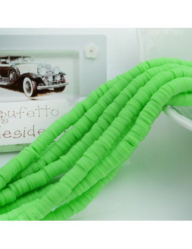 fili Rondelle Pasta Polimerica col verde chiaro 1 x 6 mm 39/40 cm Polimero Perline Heishi per le tue creazione