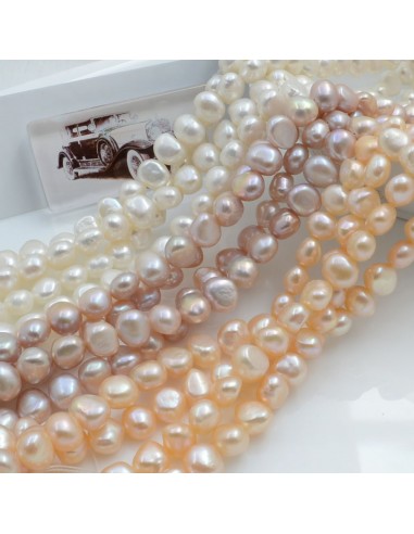 Fili di perle acqua dolce perle piatte 8 mm 45 pz colore naturale per tuoi gioielli