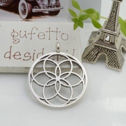 Ciondolo Fiore della vita con anellino frontale in lega di metallo argento 30 mm 1pz Gioie d'Oriente