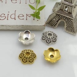 Copri perla a coppetta fiore in metallo 11mm 14pz Gioie d'Oriente