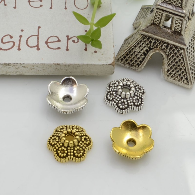 Copri perla a coppetta fiore in metallo 11mm 14pz Gioie d'Oriente