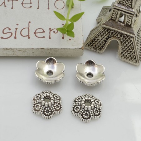 Copri perla a coppetta fiore in metallo 11mm 14pz Gioie d'Oriente