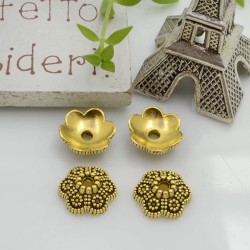Copri perla a coppetta fiore in metallo 11mm 14pz Gioie d'Oriente 2