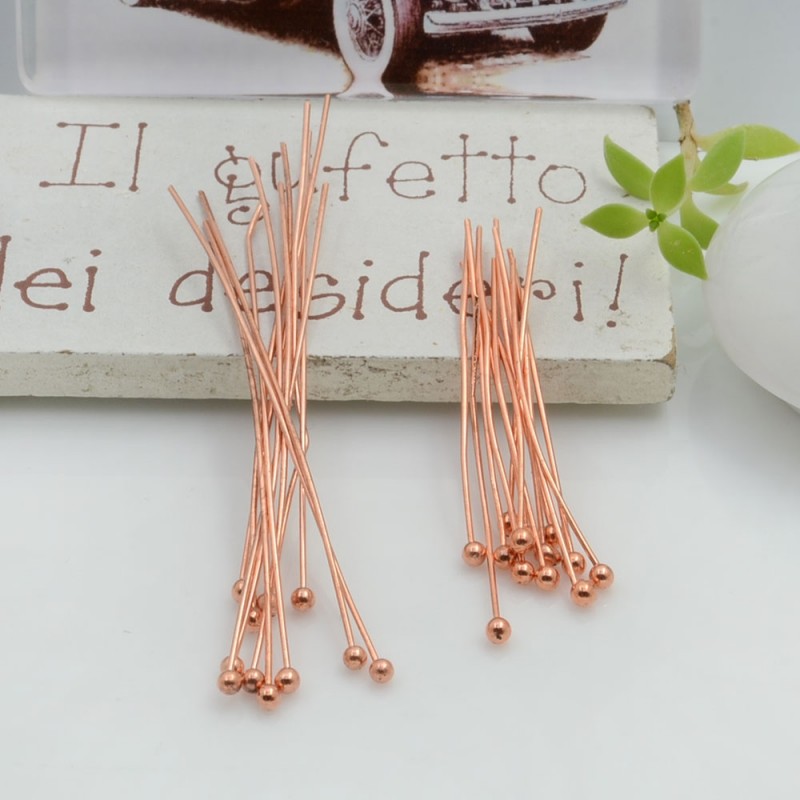 Chiodini Spilli testa Pallina filo 0.6 col oro rosa in ottone per Bigiotteria per le tue creazioni!!!