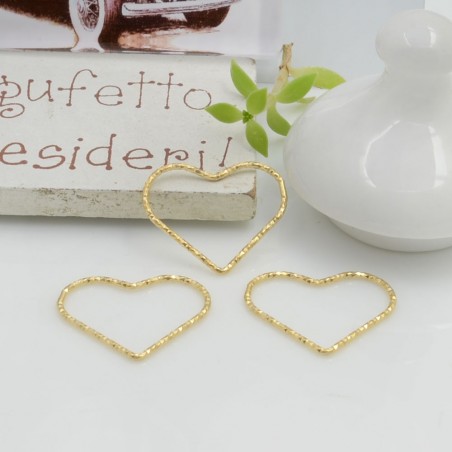 Ciondolo cuore vuoto in argento 925 diamantato 16.5 x 20 mm 1pz Gioie d'Oriente
