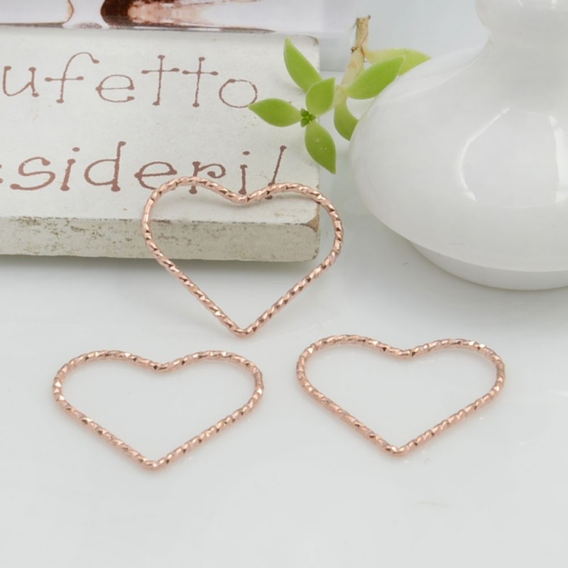 Ciondolo cuore vuoto in argento 925 diamantato 16.5 x 20 mm 1pz Gioie d'Oriente
