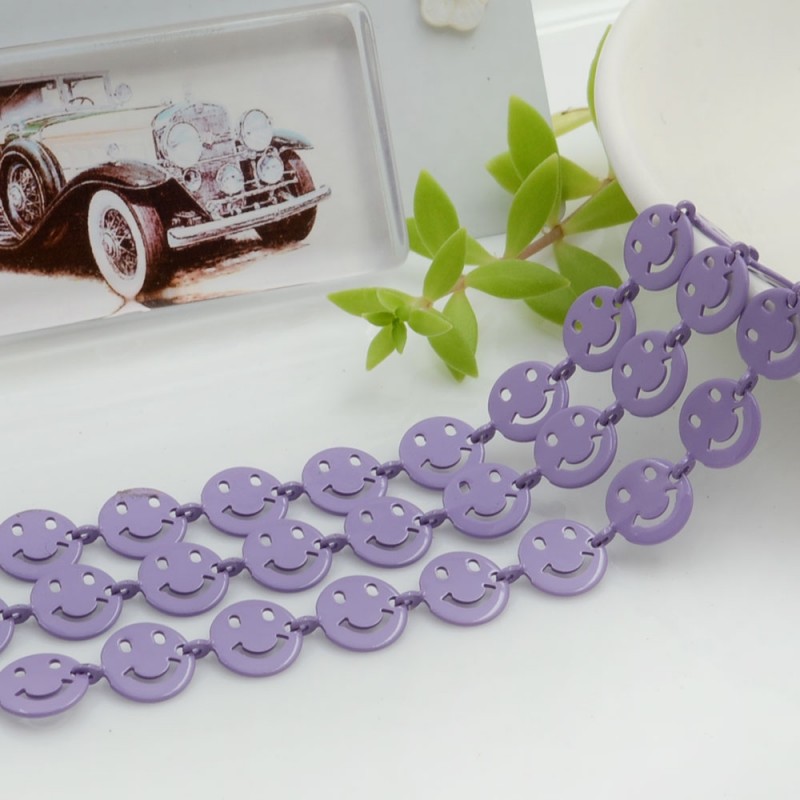 Catena Smile smaltata colore lilla 8 mm in ottone 50 cm per le tue creazioni alla moda!!