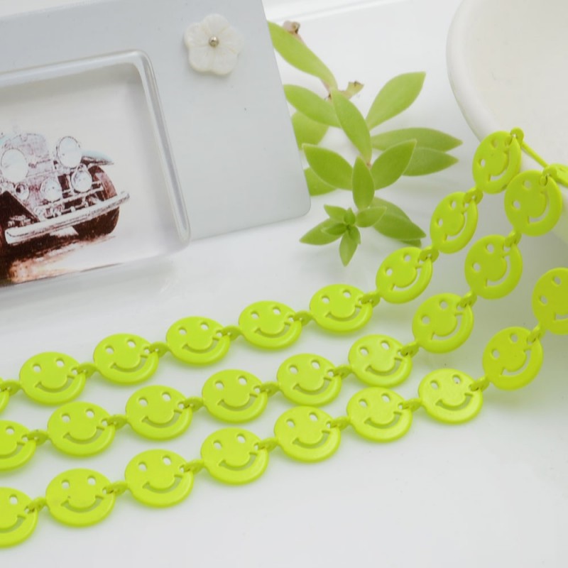 Catena Smile smaltata colore giallo fluo 8 mm in ottone 50 cm per le tue creazioni alla moda!!