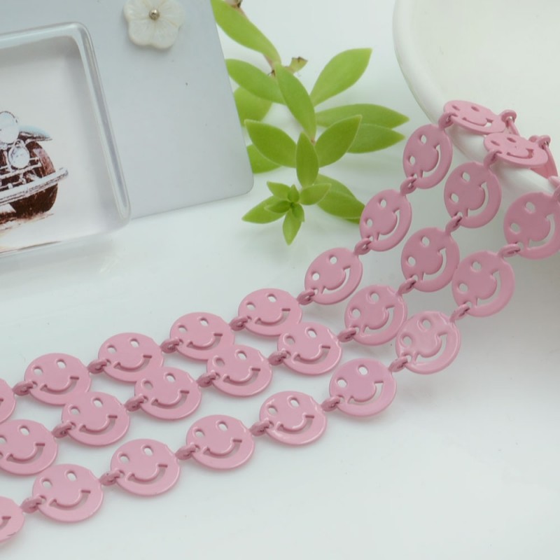 Catena Smile smaltata colore rosa chiaro 8 mm in ottone 50 cm per le tue creazioni alla moda!!