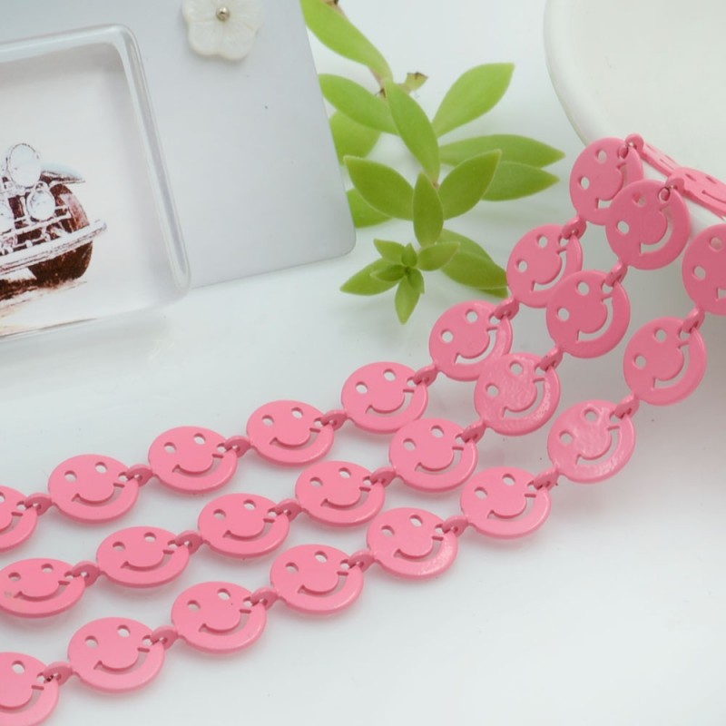Catena Smile smaltata colore rosa 8 mm in ottone 50 cm per le tue creazioni alla moda!!
