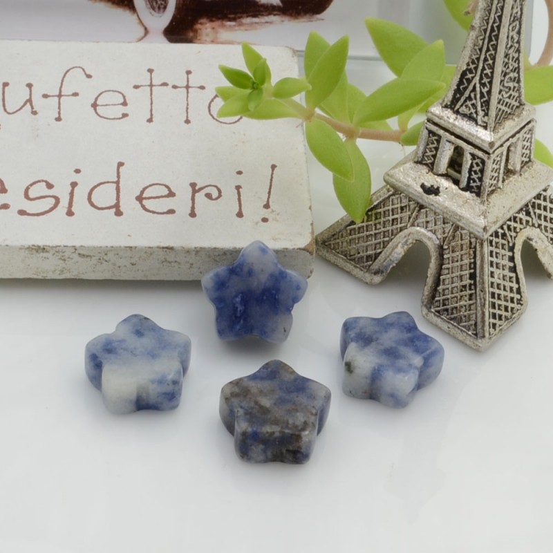 Pietre dure sodalite a forma di stella con foro passante 10 mm 1 pz