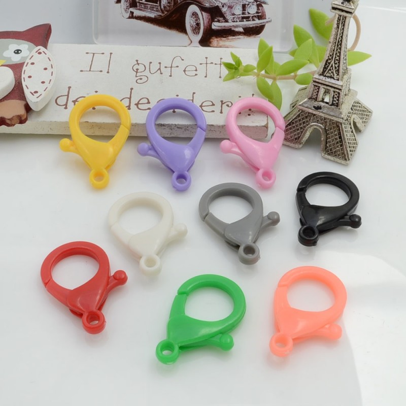 Moschettoni in plastica colorati 26 x 16 mm 4 pz per le tue creazioni alla moda!!