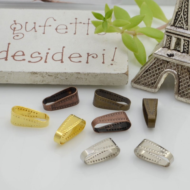 GANCI PER PENDENTE porta ciondolo in ottone 11 x 4.5 mm 15 pz fai da te per le tue creazioni