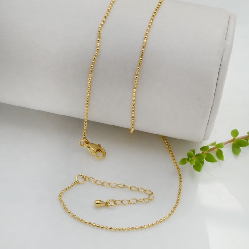 Collana Palline Ottone Oro 1mm 45cm con Prolunga 5cm | GDO