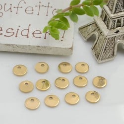 Ciondoli medaglie tonde lisce in acciaio oro 6mm 100pz Gioie d'Oriente