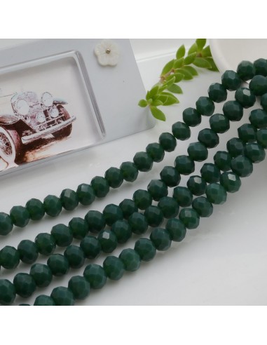 Filo di Mezzi Cristalli Verde Scuro Rondelle Cipollotti 4x6mm Sfaccettati Briolette circa 90pz GDO | Gioie d'Oriente