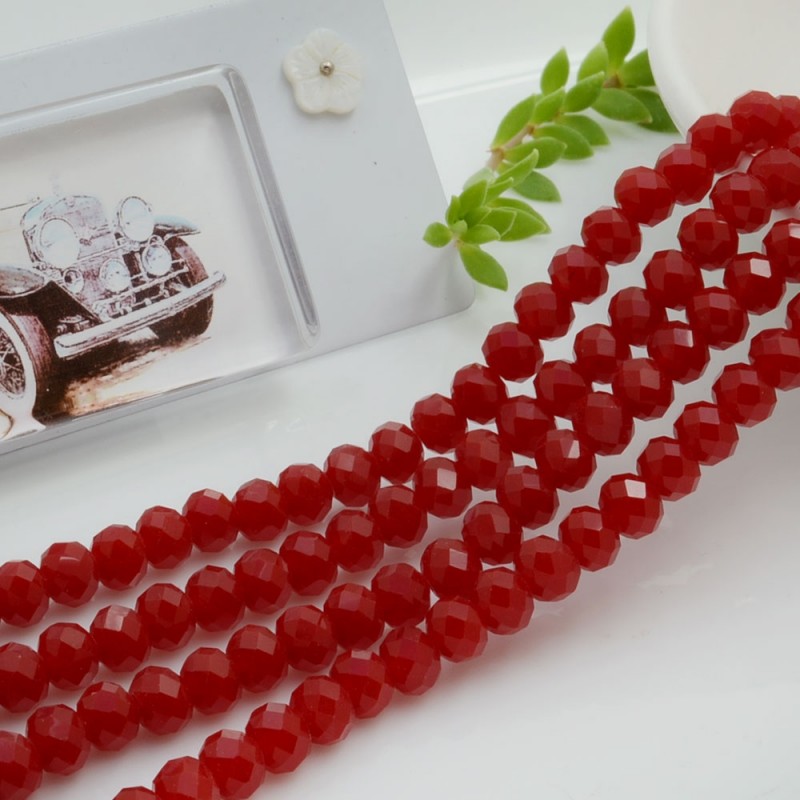 Filo di Mezzi Cristalli Rosso Rondelle Cipollotti 4x6mm Sfaccettati Briolette circa 90pz GDO | Gioie d'Oriente