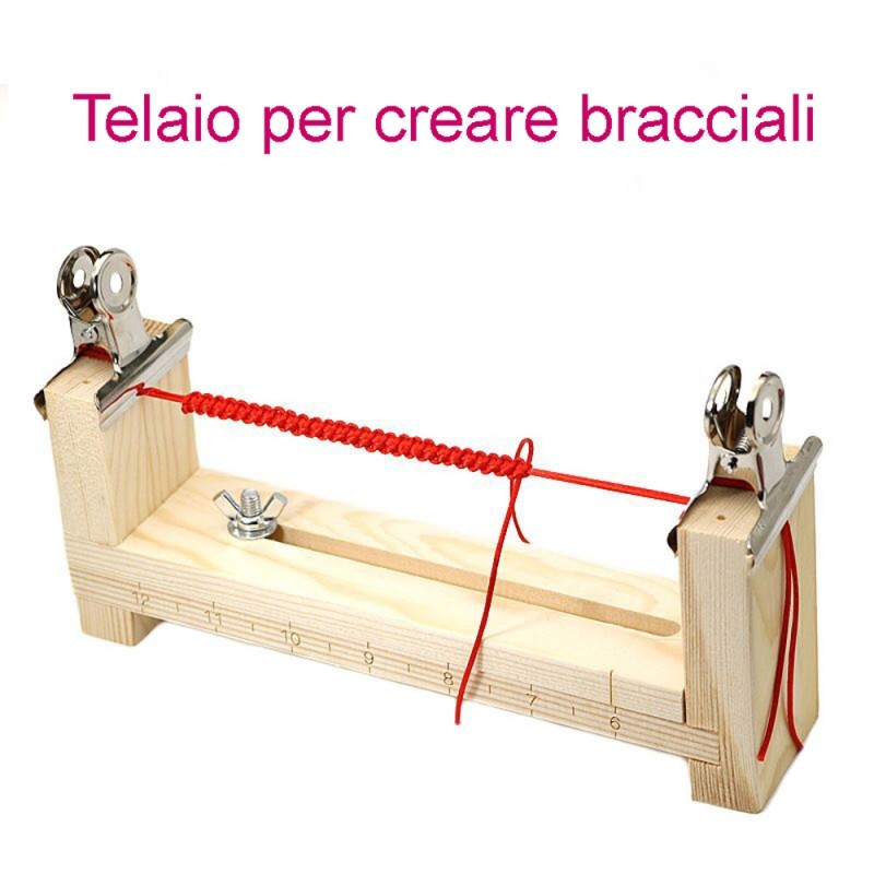 Telaio Strumento per creare bracciali in legno con due mollette ferma filo  per le tuoe creazione