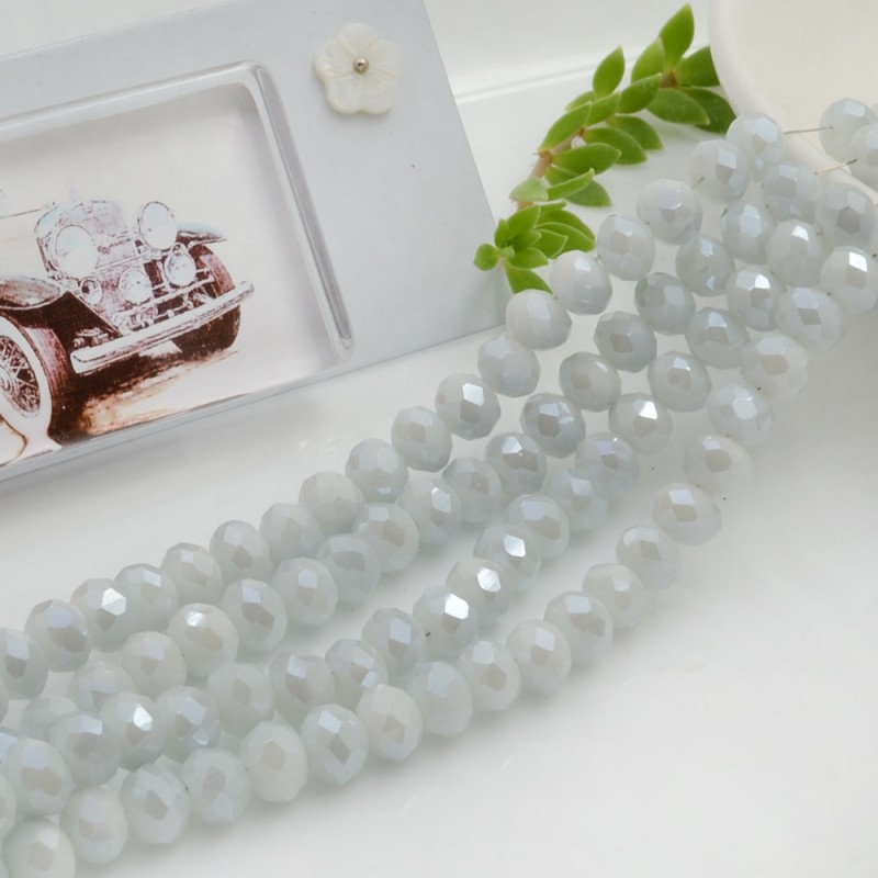 Filo di Mezzi Cristalli Grigio Chiarissimo Rondelle Cipollotti 4x6mm Sfaccettati Briolette circa 90pz GDO | Gioie d'Oriente