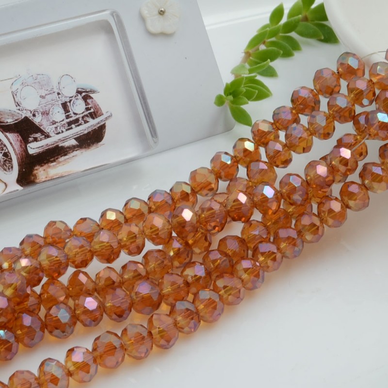 Filo di Mezzi Cristalli Topazio Scuro AB Rondelle Cipollotti 4x6mm Sfaccettati Briolette circa 90pz GDO | Gioie d'Oriente