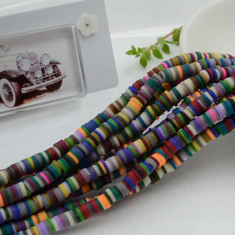 fili Rondelle Pasta Polimerica col mix scuro 1 x 4 mm 39/40 cm Polimero Perline Heishi per le tue creazioni