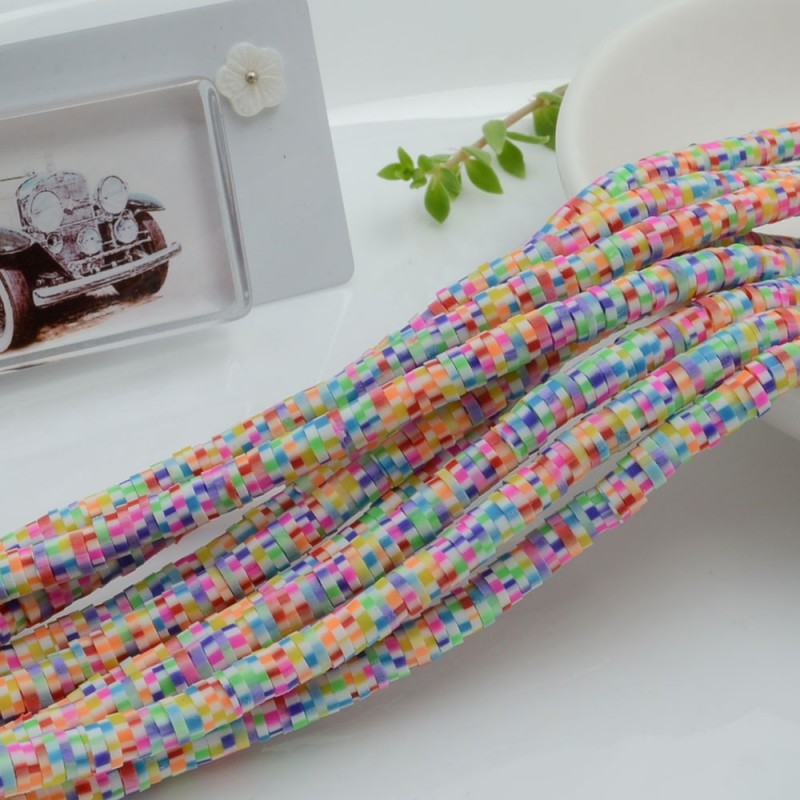 fili Rondelle Pasta Polimerica col mix quadrato 1 x 4 mm 39/40 cm Polimero Perline Heishi per le tue creazioni