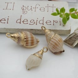 Ciondolo Conchiglia con Bordo Placcato Oro 20x10 mm 1 pz Gioie d'Oriente
