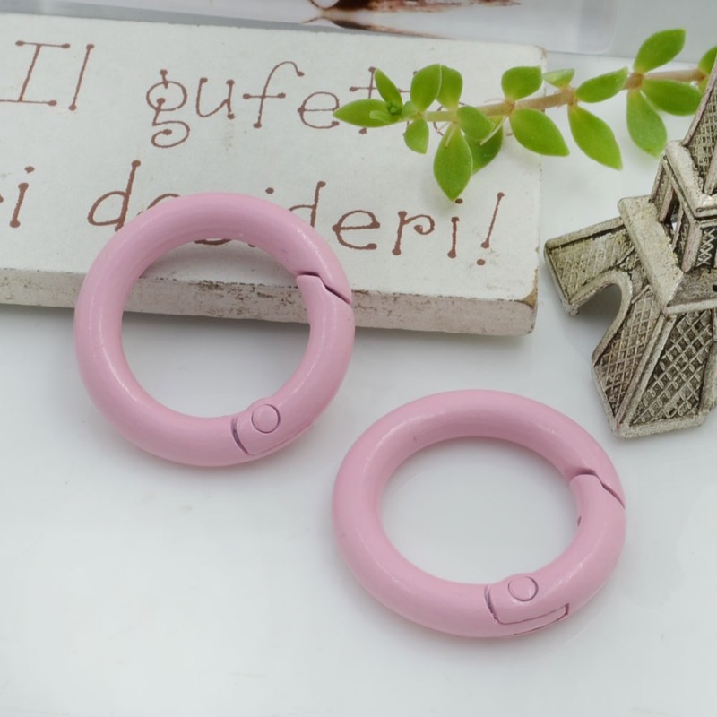 Chiusura moschettone tondo a molla smaltato in ottone 24 mm 1pz Gioie d'Oriente