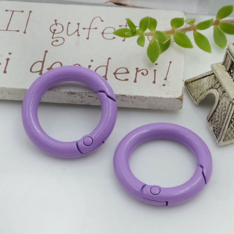 Chiusura moschettone tondo a molla smaltato in ottone 24 mm 1pz Gioie d'Oriente