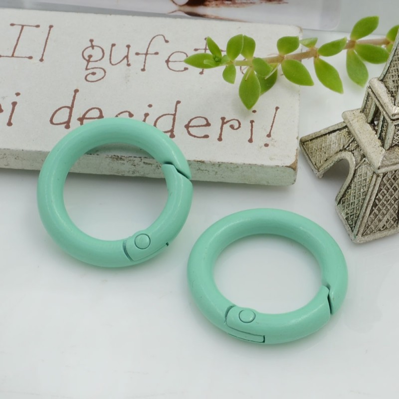 Chiusura moschettone tondo a molla smaltato in ottone 24 mm 1pz Gioie d'Oriente