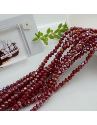 filo cristalli 2.5 x 3.5 mm colore Bordeaux AB Rondelle sfaccettato e briolette 125 a 145pz per le tue creazioni GDO