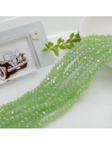 filo cristalli 2.5 x 3.5 mm colore Verde chiaro AB Rondelle sfaccettato e briolette 125 a 145pz per le tue creazioni GDO