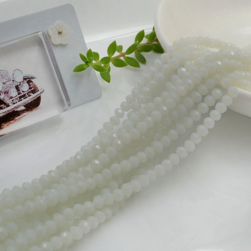 Filo di Mezzi Cristalli Bianco Rondelle 2x3mm Sfaccettati Briolette 170pz GDO | Gioie d'Oriente